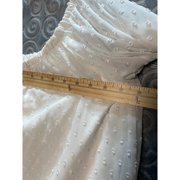 Miami Textured Dot Off The Shoulder Blouse White Sheer Sleeve Size M - Picture 8 of 10